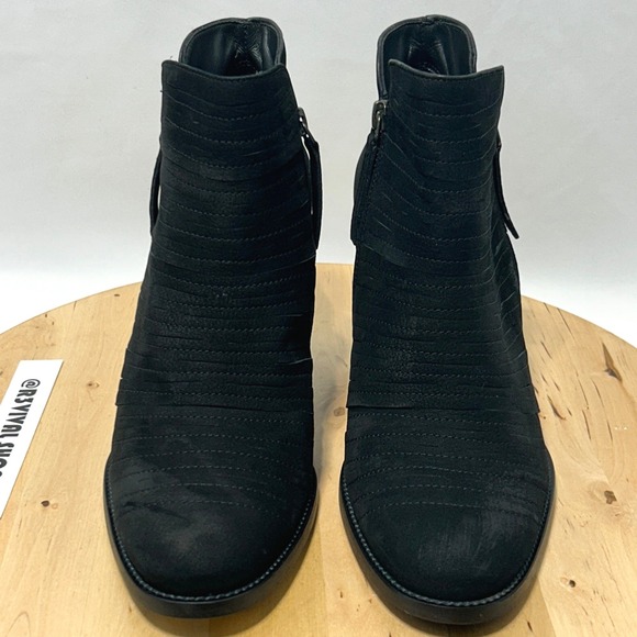 PAUL‎ GREEN Malibu Sliced Zip Chunky Black Nubuck Sisal Ankle Bootie - Size 6 - Picture 3 of 10